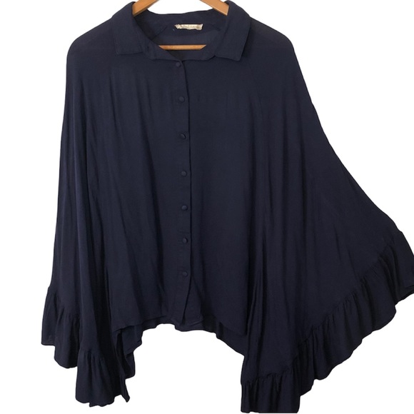 Altar’d State Ruffled Over-sized Button-down - Picture 2 of 6